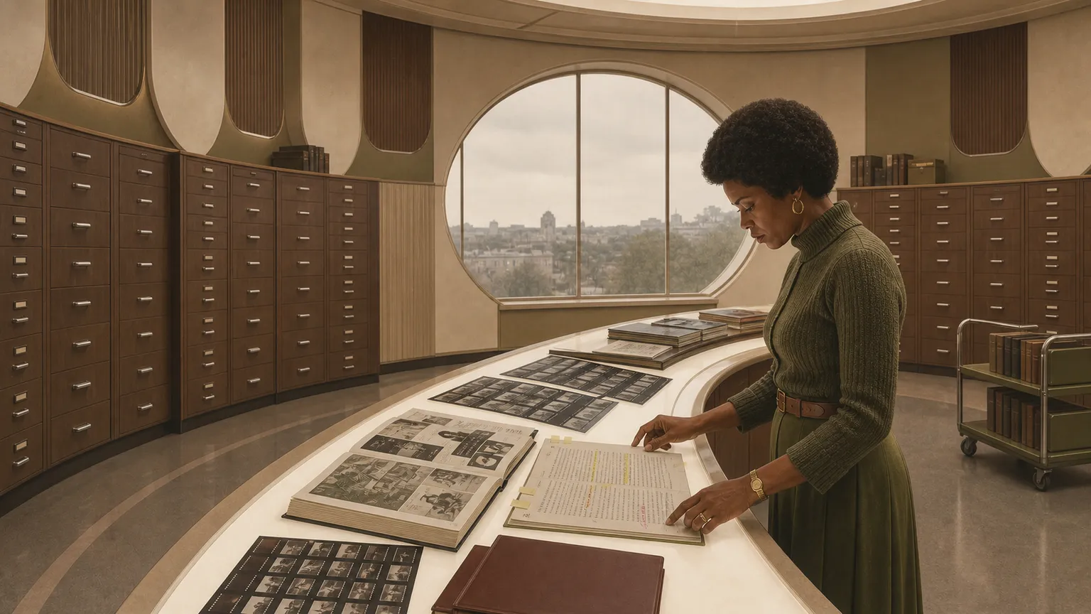 A specialist reviewing her material