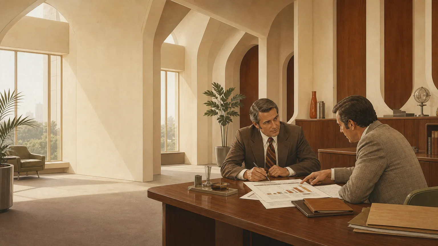 Two advisors at the firm reviewing a client report