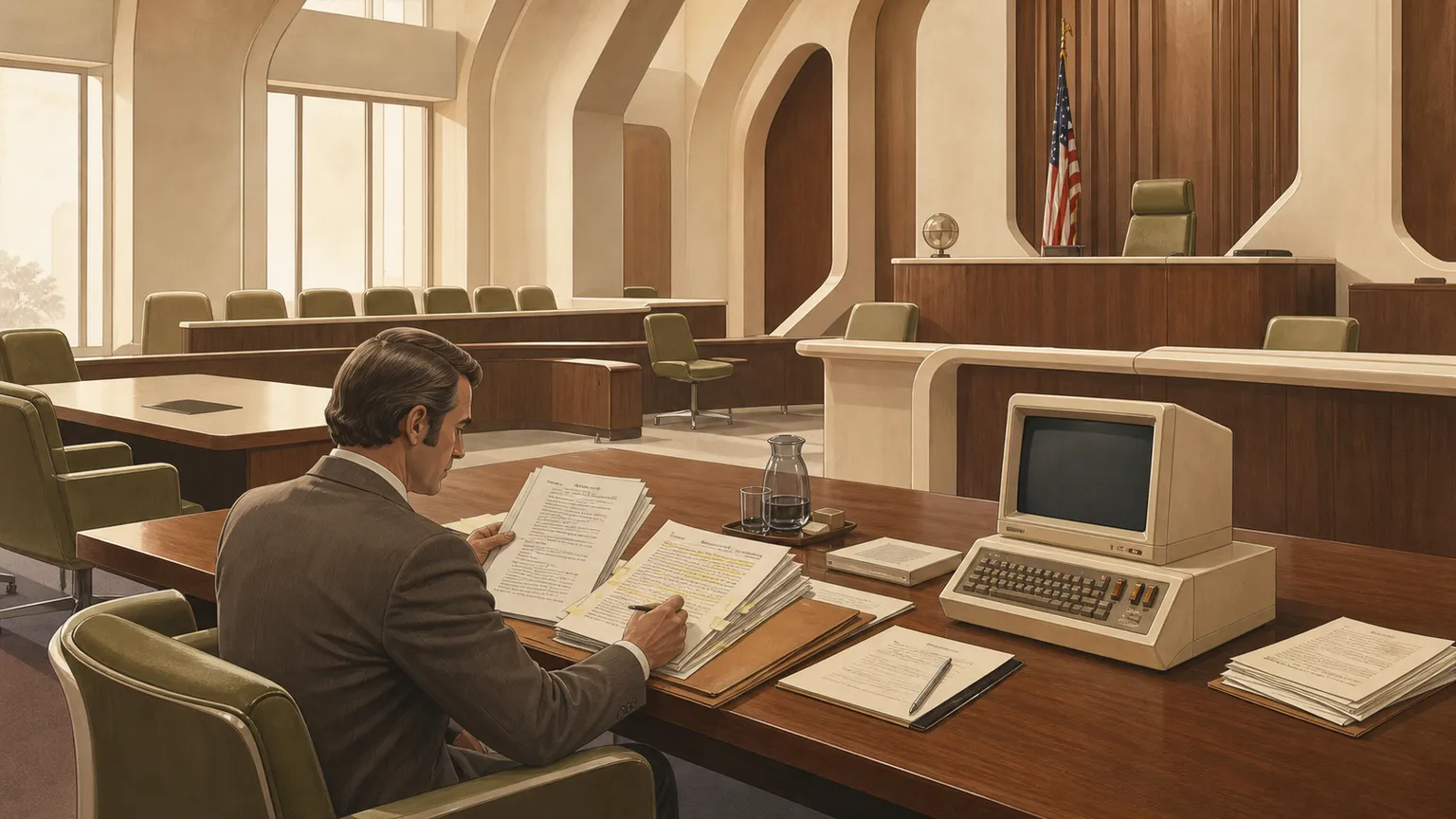 A lawyer reviewing documents